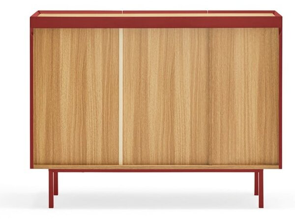 Cassettiera bassa rossa effetto rovere 110x85 cm Arista - Teulat