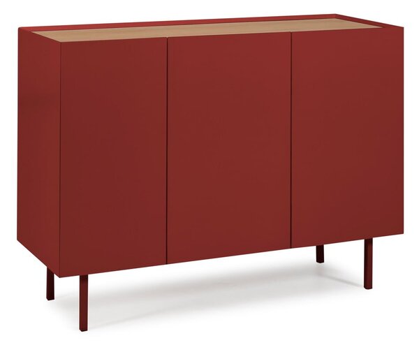 Cassettiera bassa rossa effetto rovere 110x85 cm Arista - Teulat