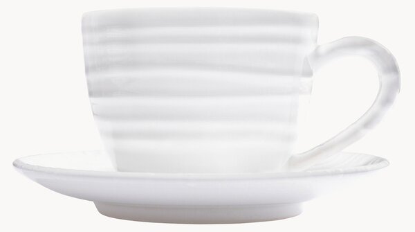 Set tazza e piattino fatti a mano Weißgeflammt, set da 2