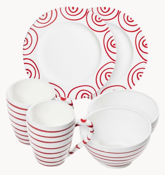 Set da colazione fatto a mano Rotgeflammt, 2 persone, set da 6