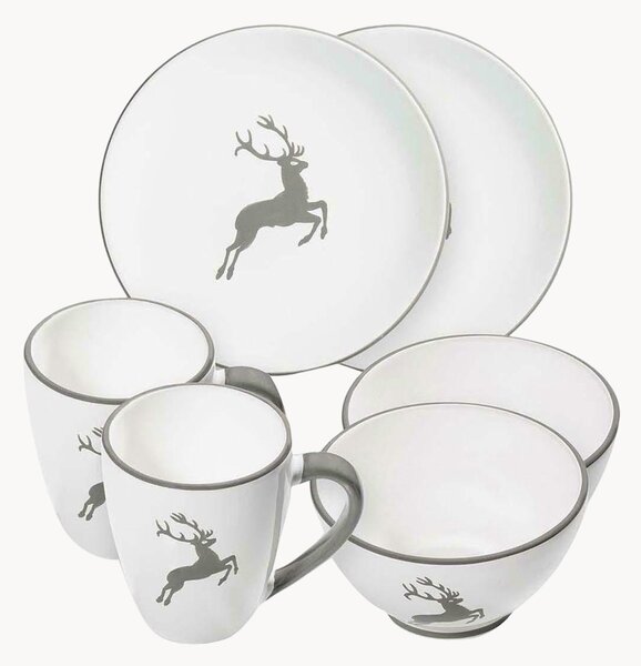 Set da colazione fatto a mano Grauer Hirsch, 2 persone, set da 6