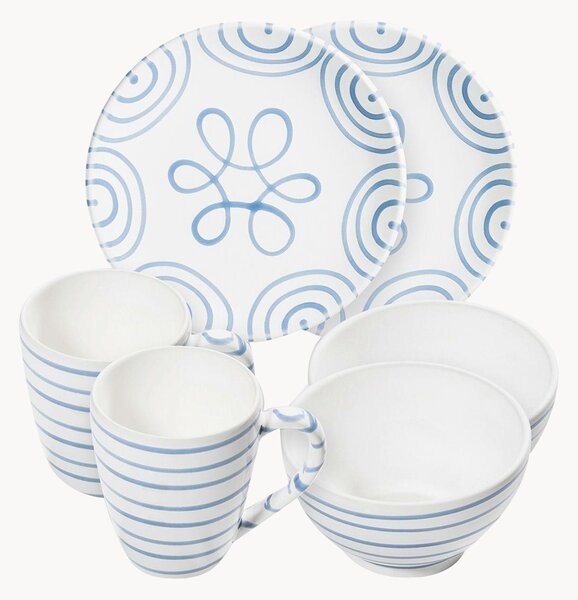 Set da colazione fatto a mano Blaugeflammt, 2 persone, set da 6