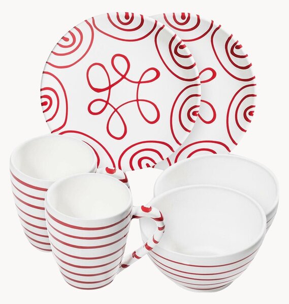 Set da colazione fatto a mano Rotgeflammt, 2 persone, set da 6