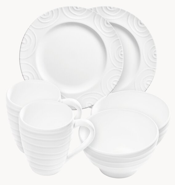 Set da colazione fatto a mano Weißgeflammt, 2 persone, set da 6