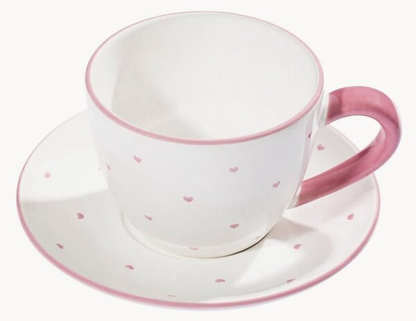 Set tazzina e piattino fatto a mano Herzerl Rosa, set da 2