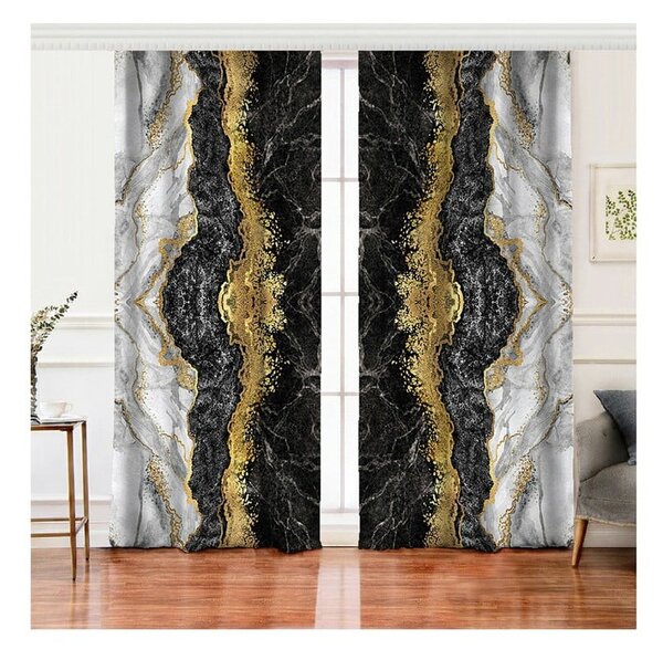 Tende in nero e oro in set di 2 140x260 cm - Mila Home