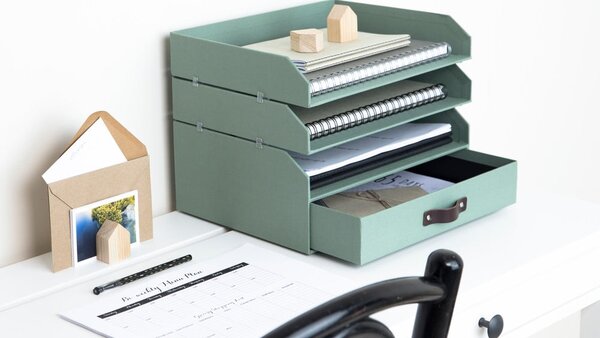 Organizer verde in cartone per cassetti/per documenti Walter Canvas Paper Laminate – Bigso