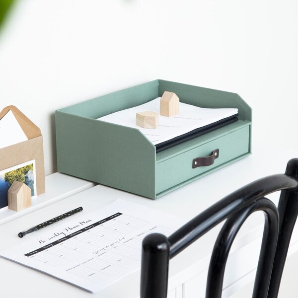 Organizer verde in cartone per cassetti/per documenti Walter Canvas Paper Laminate – Bigso