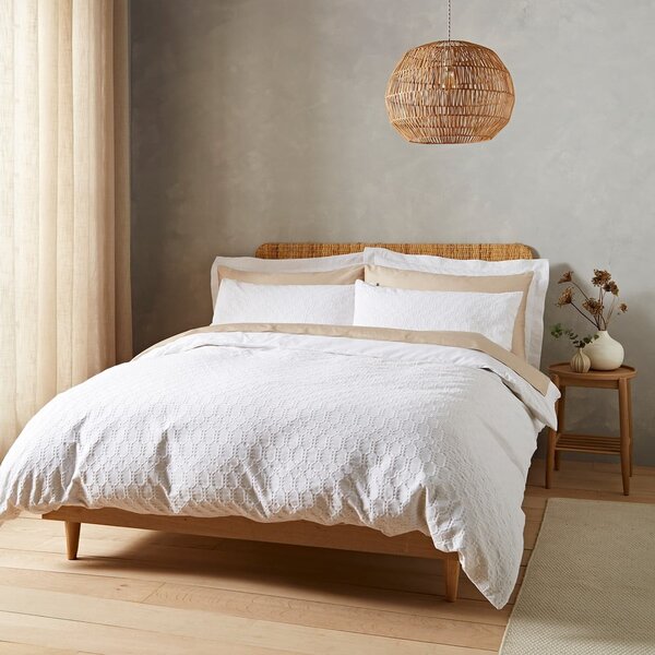 Biancheria da letto singola in cotone bianco 135x200 cm Waffle - Bianca