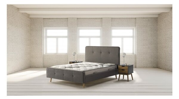 Comodino grigio-marrone in legno di pino massiccio Baku - Marckeric