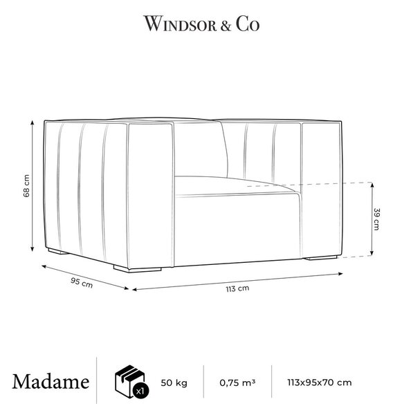 Poltrona in pelle marrone cognac Madame - Windsor & Co Sofas