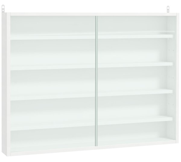 HOMCOM Vetrinetta Moderna per Collezionismo 5 Ripiani, Bacheca Portaoggetti con Mensole Regolabili, 80x9.5x60cm, Bianco|Aosom
