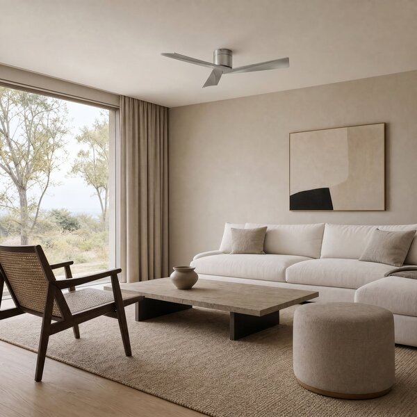 Ventilatore da soffitto Ventoro, argento, metallo, Ø 132 cm - Lucande Lucande, Ventoro, Metallizzato, Soggiorno, Metallo, Moderno