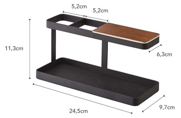 Supporto multifunzionale nero con dettaglio in legno di faggio Desk Bar Tower - YAMAZAKI