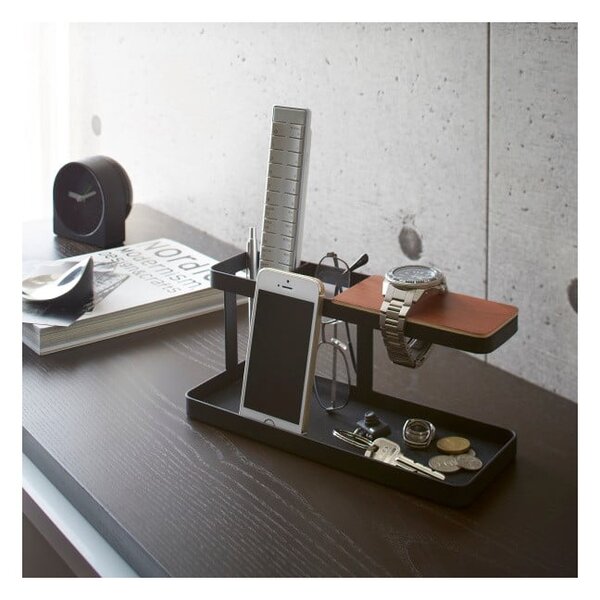Supporto multifunzionale nero con dettaglio in legno di faggio Desk Bar Tower - YAMAZAKI