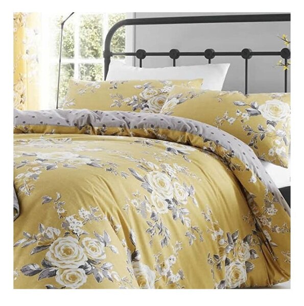 Biancheria da letto gialla con motivo floreale , 135 x 200 cm Canterbury - Catherine Lansfield