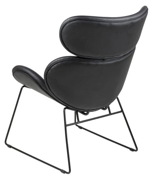 Poltrona in similpelle nera con gambe nere Cazar - Actona