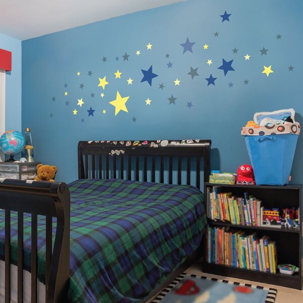 Set di 50 adesivi murali Stelle blu e gialle - Ambiance