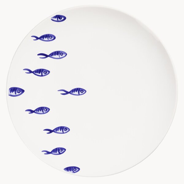 Piatto piano fatto a mano Blauer Fischschwarm