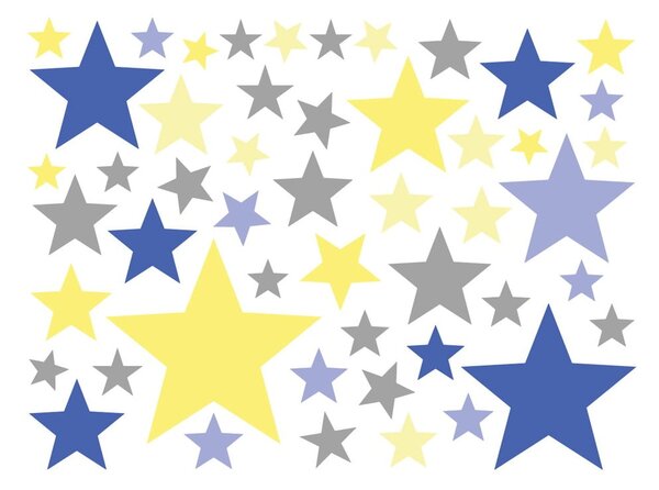 Set di 50 adesivi murali Stelle blu e gialle - Ambiance