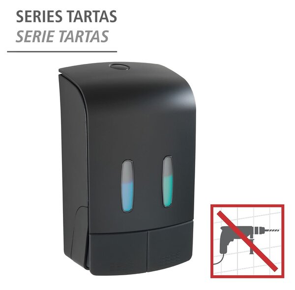 Dispenser di sapone in plastica nero da parete 0,96 l Tartas - Wenko