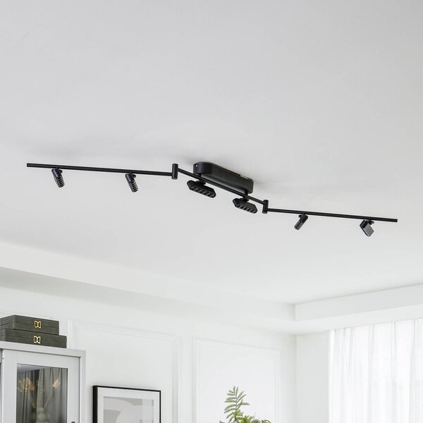 Plafoniera a LED Eldrin Lindby, dimmerabile, Nero, Soggiorno / Sala da pranzo, Metallo, Moderno, Plafoniera LED