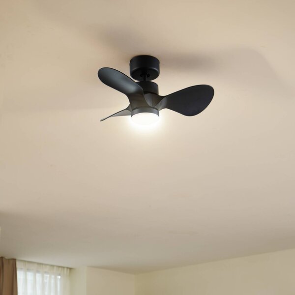 Ventilatore da soffitto Lindby LED Enon, nero, motore DC, silenzioso Enon Lindby, dimmerabile, Nero, Soggiorno / Sala da pranzo, Metallo, Moderno