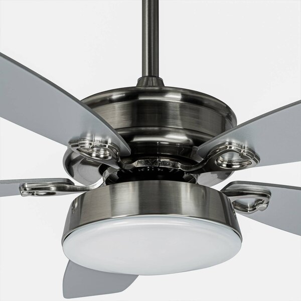 Lucande Ventilatore da soffitto LED Kuvio, DC, silenzioso, Ø 120 cm, CCT Kuvio, Alluminio / Grigio / Zincato, Soggiorno / Sala da pranzo, Metallo, Moderno