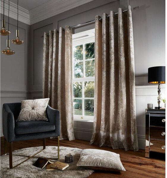 Tende beige in set da 2 168x229 cm Crushed Velvet - Catherine Lansfield