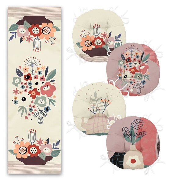 Set di 4 sedute e tavolo - Mila Home