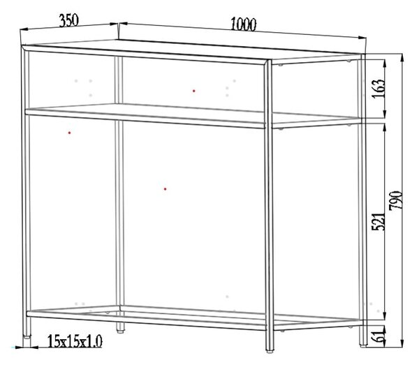 Tavolo consolle nero 100x35 cm Newcastle - Actona
