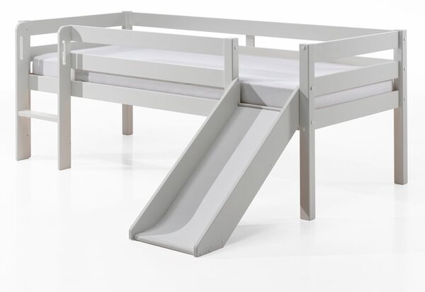 Letto rialzato per bambini bianco con scivolo , 90 x 200 cm Pino - Vipack