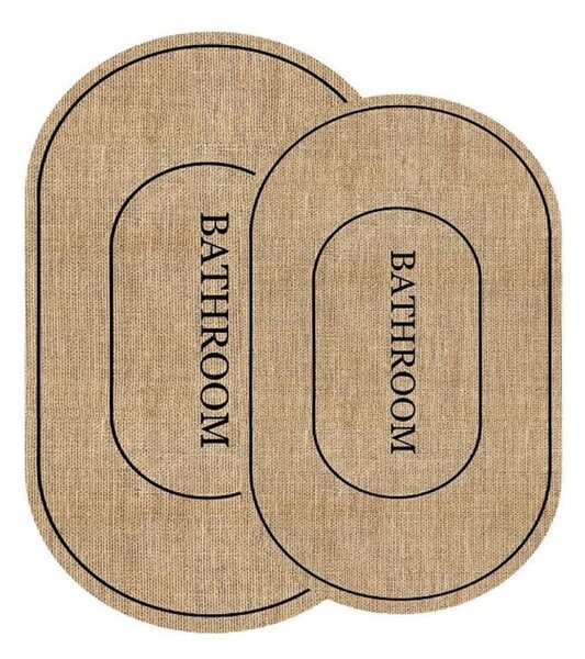 Tappetini da bagno nero-marrone in set di 2 pezzi 60x90 cm Jute Look - Mila Home