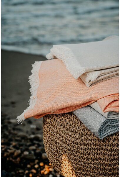 Plaid blu con cotone Summer , 140 x 180 cm Linen - Euromant