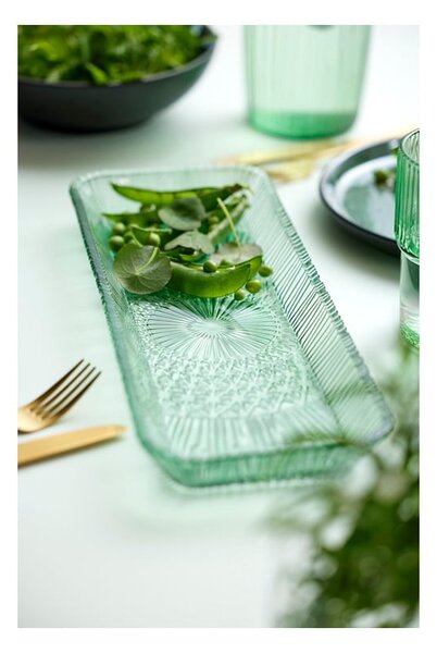Piatto da portata in vetro verde 14x38 cm Kusintha - Bitz