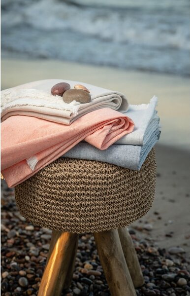 Plaid blu con cotone Summer , 140 x 180 cm Linen - Euromant