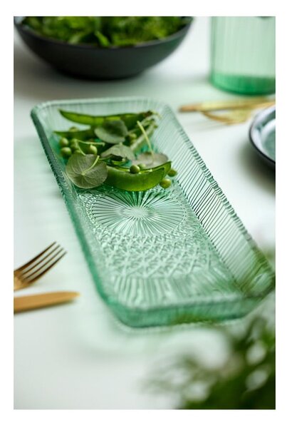Piatto da portata in vetro verde 14x38 cm Kusintha - Bitz
