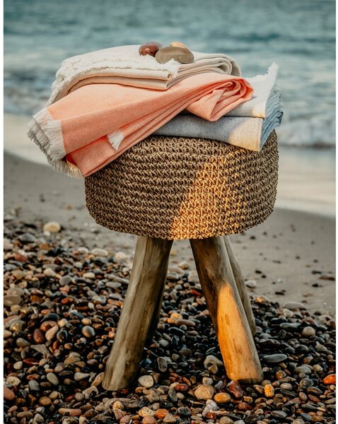 Plaid blu con cotone Summer , 140 x 180 cm Linen - Euromant