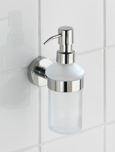 Dispenser di sapone in vetro a parete in argento lucido 200 ml Bosio - Wenko