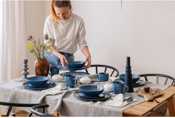 Set da pranzo in gres blu scuro 16 pezzi Glosia - Bonami Selection