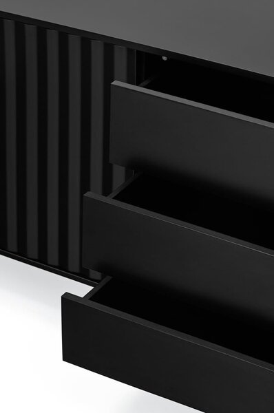 Cassettiera bassa nera 211x80 cm Sierra - Teulat
