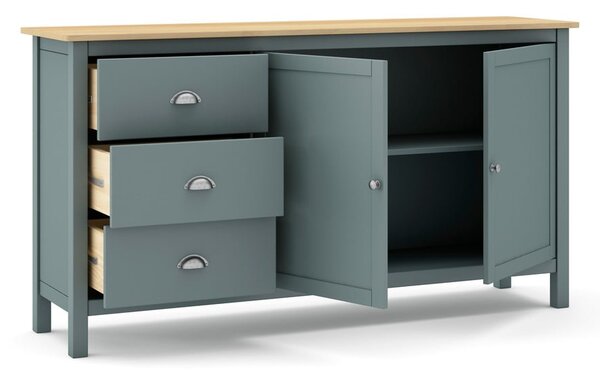 Cassettiera verde polveroso in pino massiccio 150x80x40 cm Misti – Marckeric