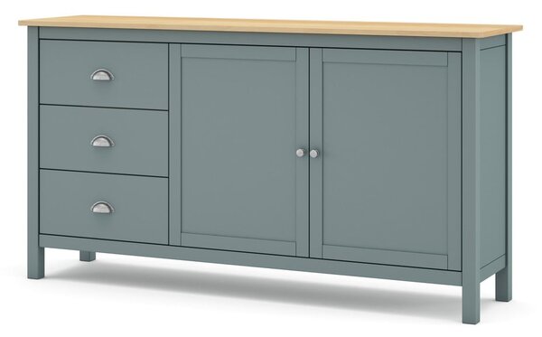 Cassettiera verde polveroso in pino massiccio 150x80x40 cm Misti – Marckeric