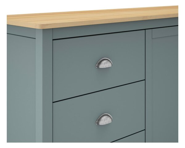 Cassettiera verde polveroso in pino massiccio 150x80x40 cm Misti – Marckeric