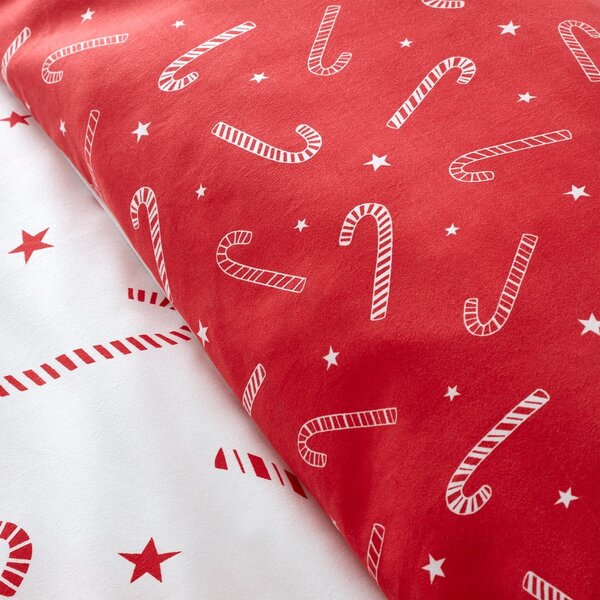 Biancheria da letto singola bianca e rossa 135x200 cm Candy Cane - Catherine Lansfield