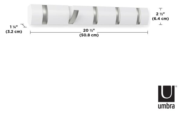 Appendiabiti da parete bianco in legno di pioppo Flip - Umbra