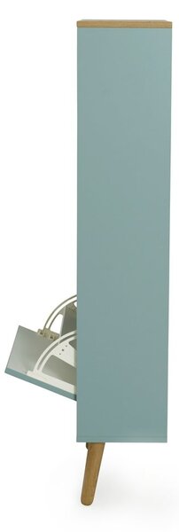 Scarpiera verde con gambe in legno di rovere con 3 calci Dot - Tenzo