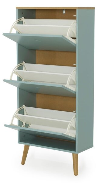 Scarpiera verde con gambe in legno di rovere con 3 calci Dot - Tenzo