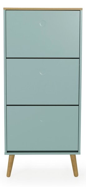 Scarpiera verde con gambe in legno di rovere con 3 calci Dot - Tenzo