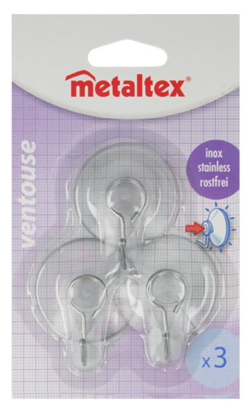 Set di ganci senza foratura in plastica 3 pz – Metaltex
